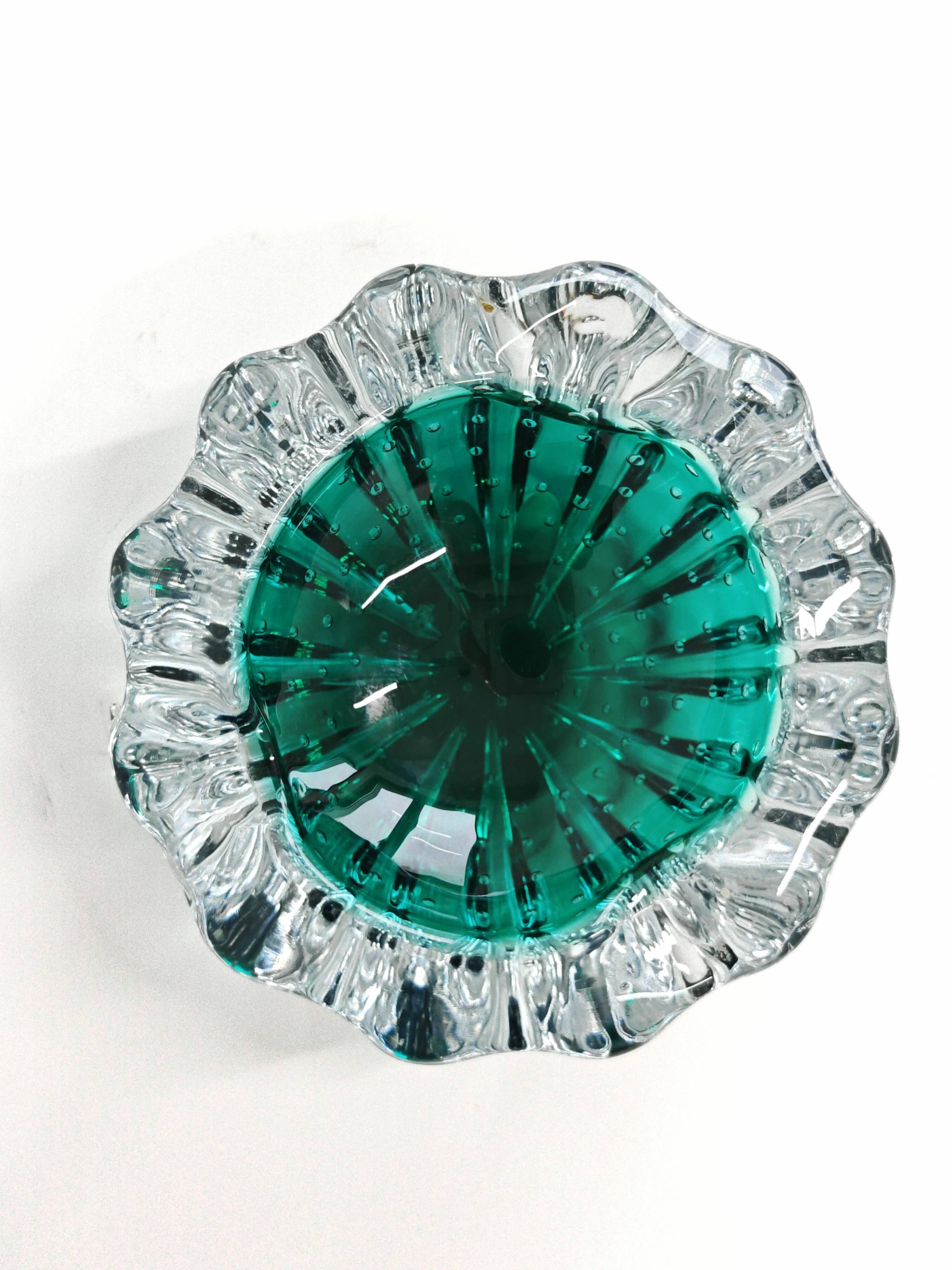 Murano glass ashtray Mid Century Modern with controlled bubbles