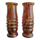 Vases Art déco en verre irisé de Bohême