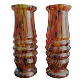 Vases Art déco en verre irisé de Bohême