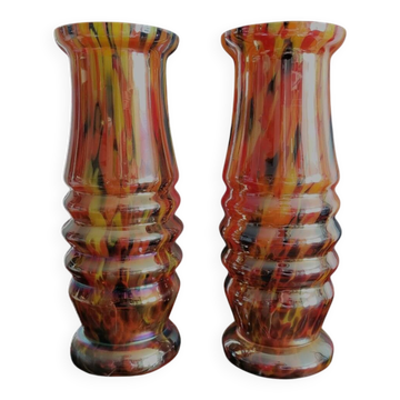 Vases Art déco en verre irisé de Bohême