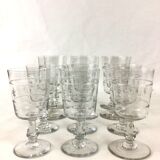 Set of 6 water glasses and 6 crystal wine glasses XIXth