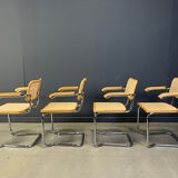 Set of 4 stackable vintage Marcel Breuer style armchairs, made in Italy, 1970s