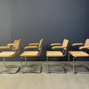 Set of 4 stackable vintage Marcel Breuer style armchairs, made in Italy, 1970s