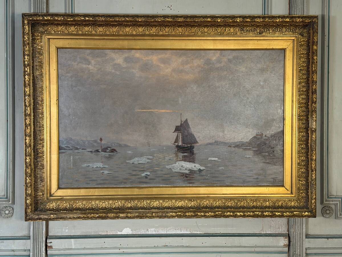 Oil on canvas, "view of an icy sea", monogram and date at the bottom right, P.E 86 for 1886.