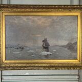 Oil on canvas, "view of an icy sea", monogram and date at the bottom right, P.E 86 for 1886.