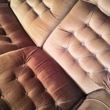 Vintage 3-seater convertible velvet toad sofa