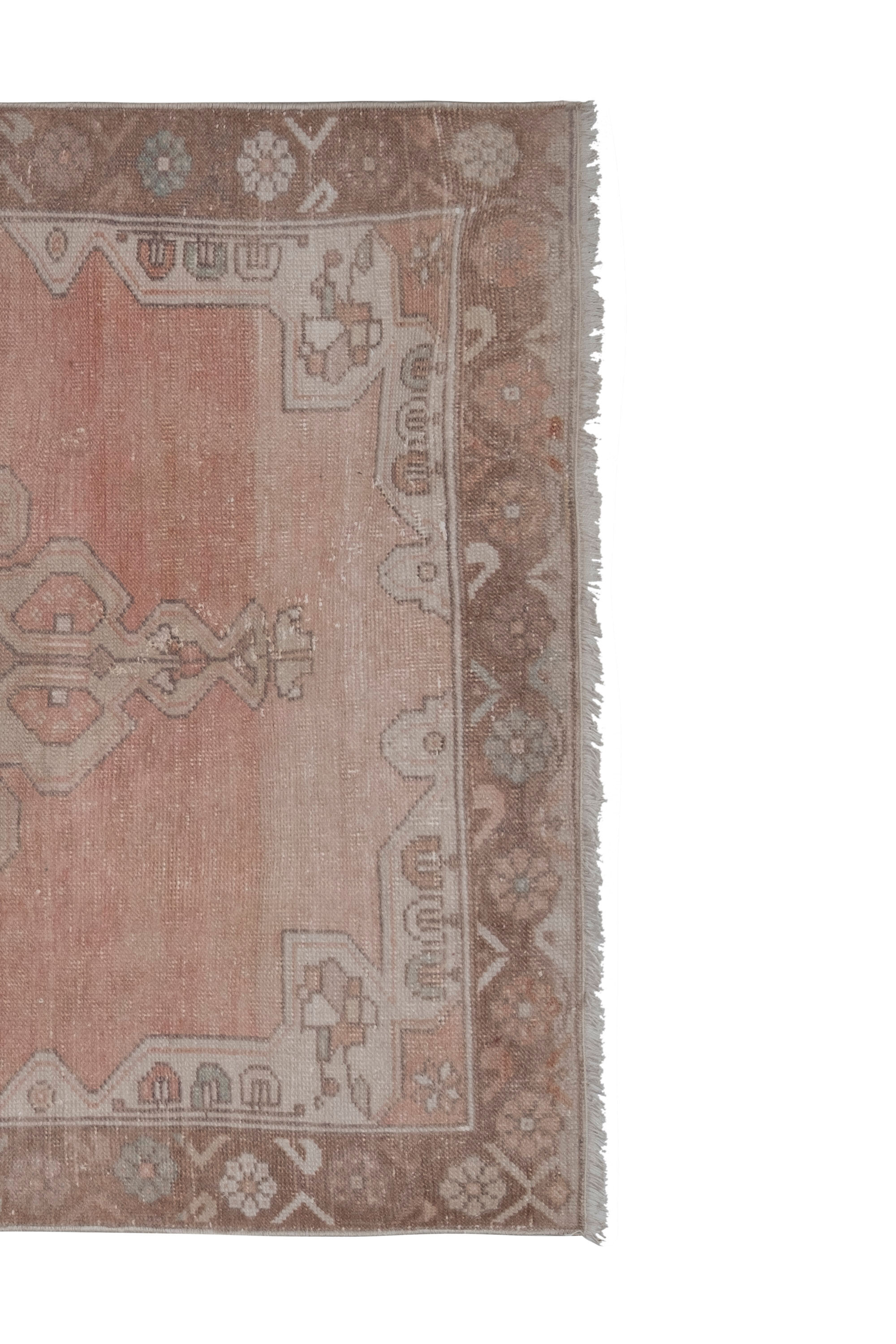 1970s vintage tan handwoven turkish oushak rug 128 x 217 cm