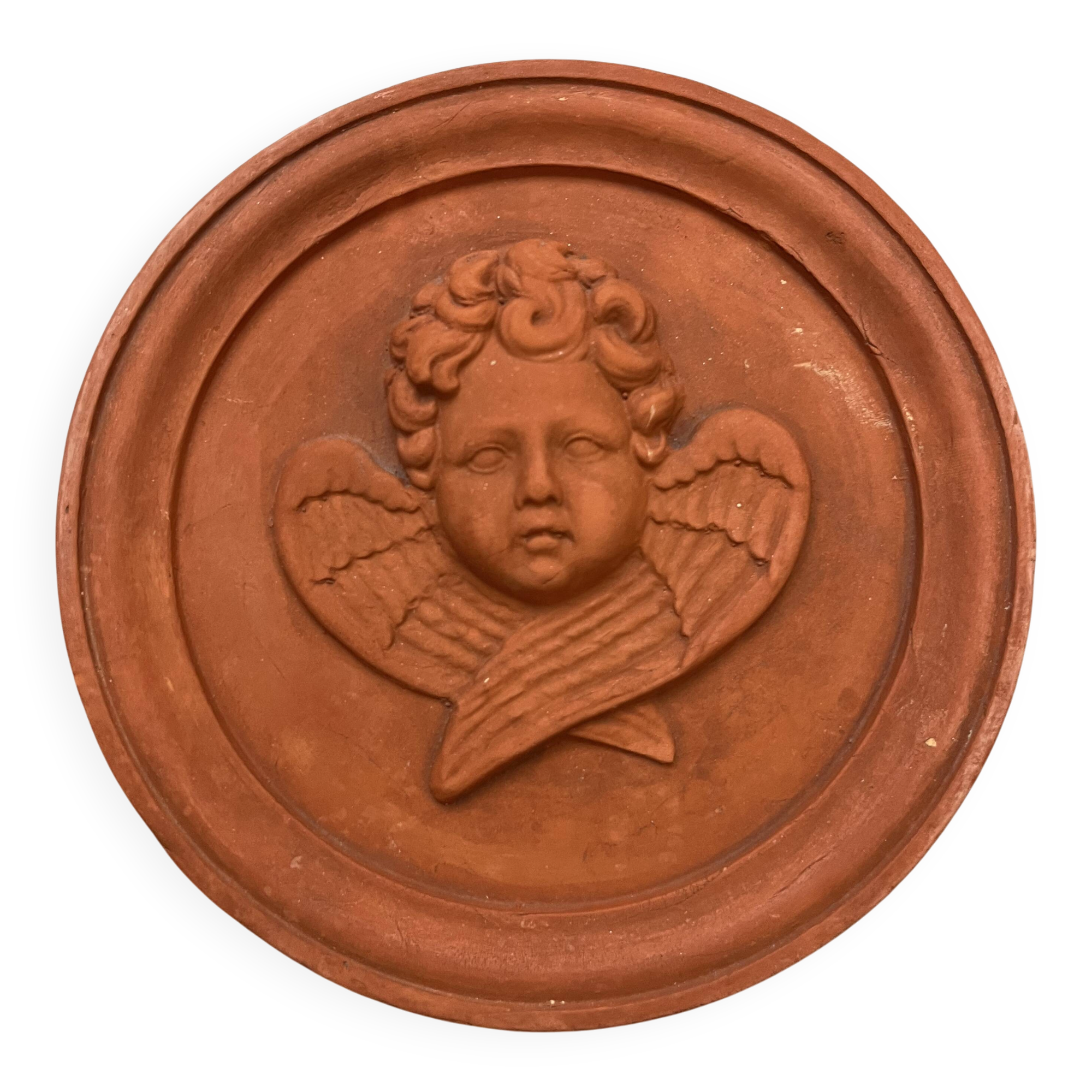 Hanging rondel "Cherub" terracotta