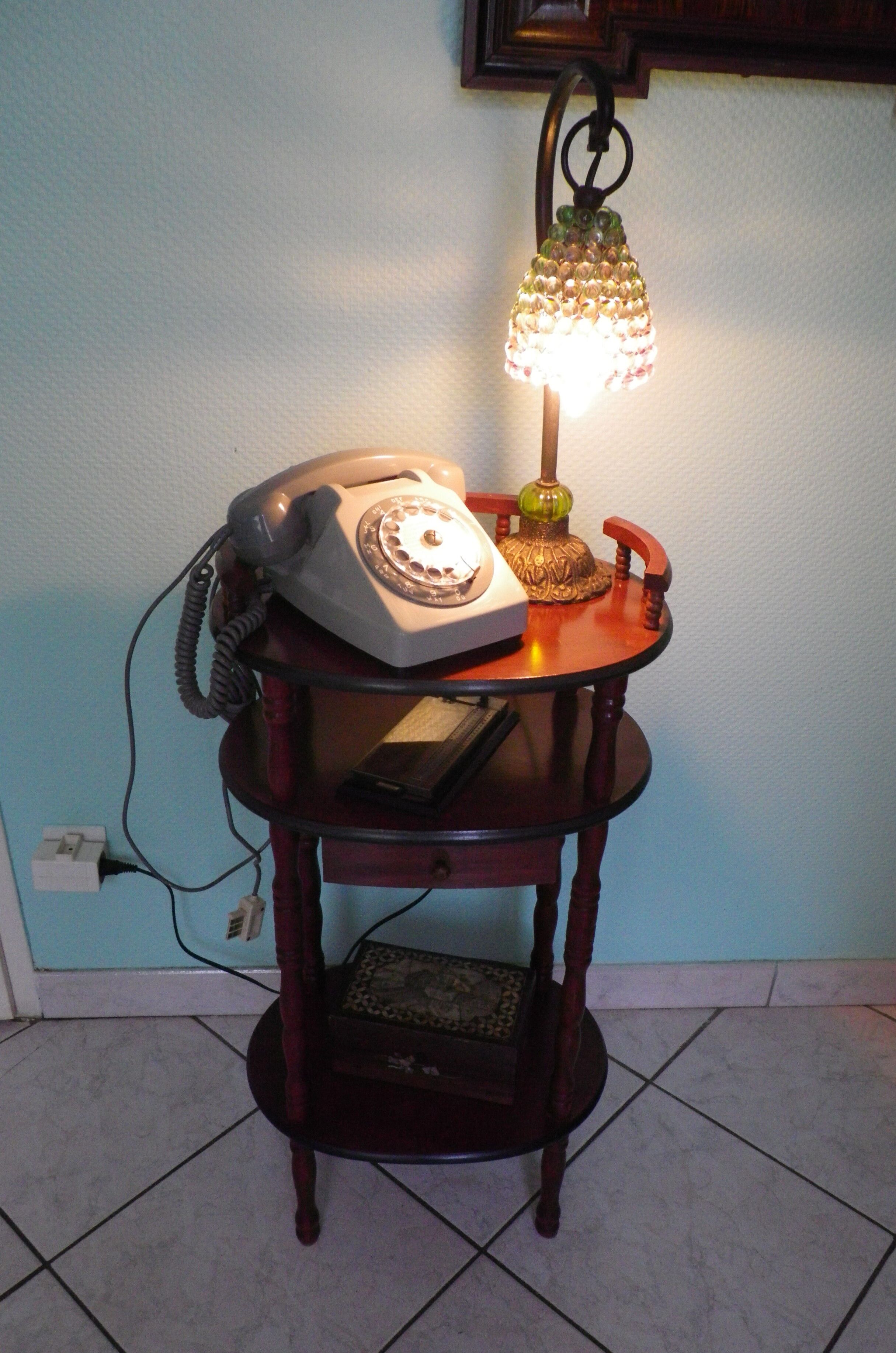 Telephone extra cabinet, wooden, 3 trays, 1 drawer