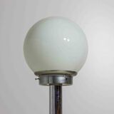 Chrome floor lamp with large opaline globe, Italy 1970s