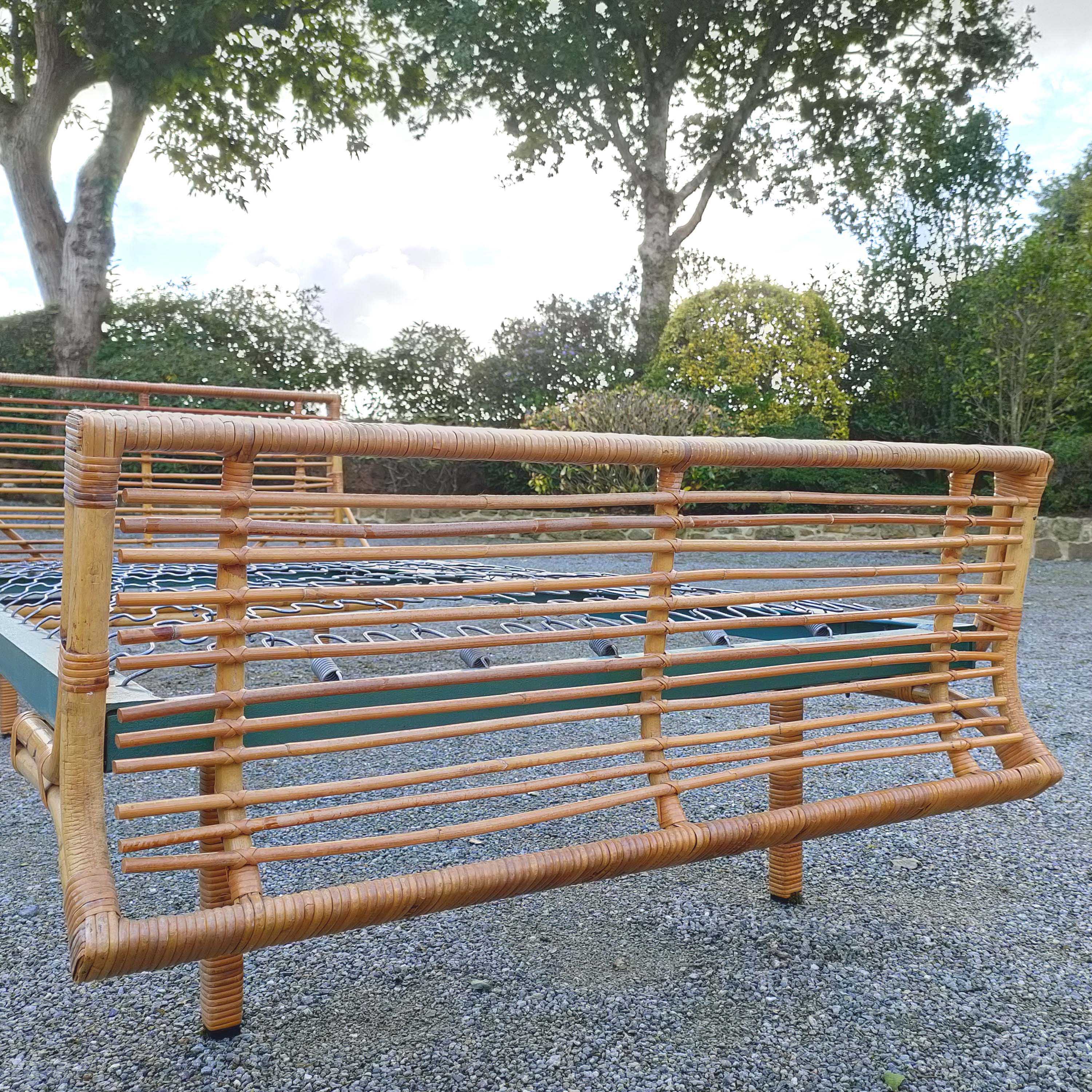 Vintage rattan bed and bedside