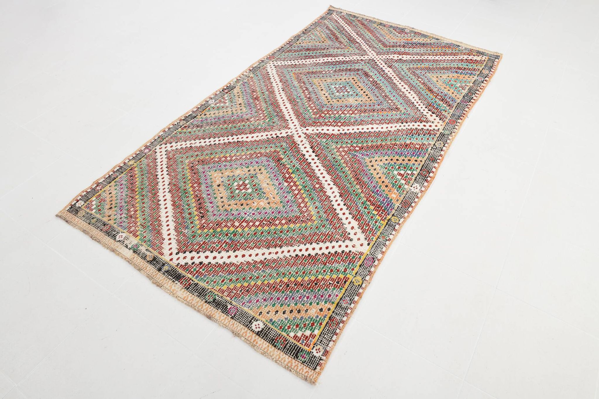 Tapis Kilim oriental bleu et vert
