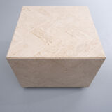 Square Travertine Cube on Wheels