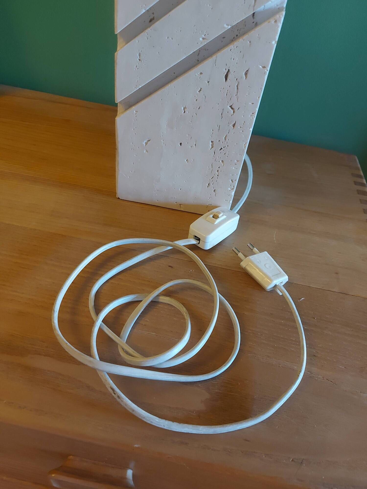 Travertine lamp foot with its original lampshade