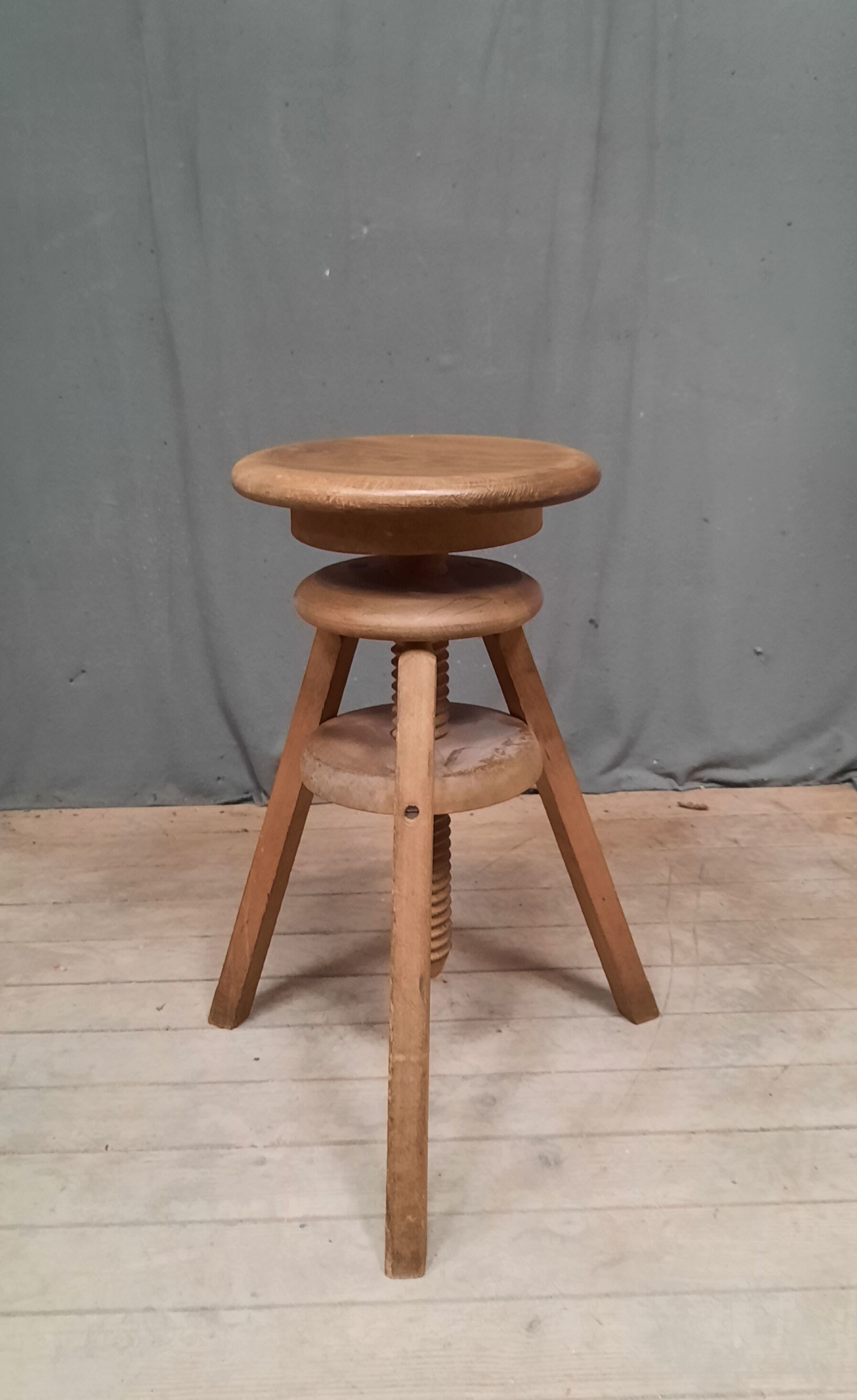 Wooden stool with screws