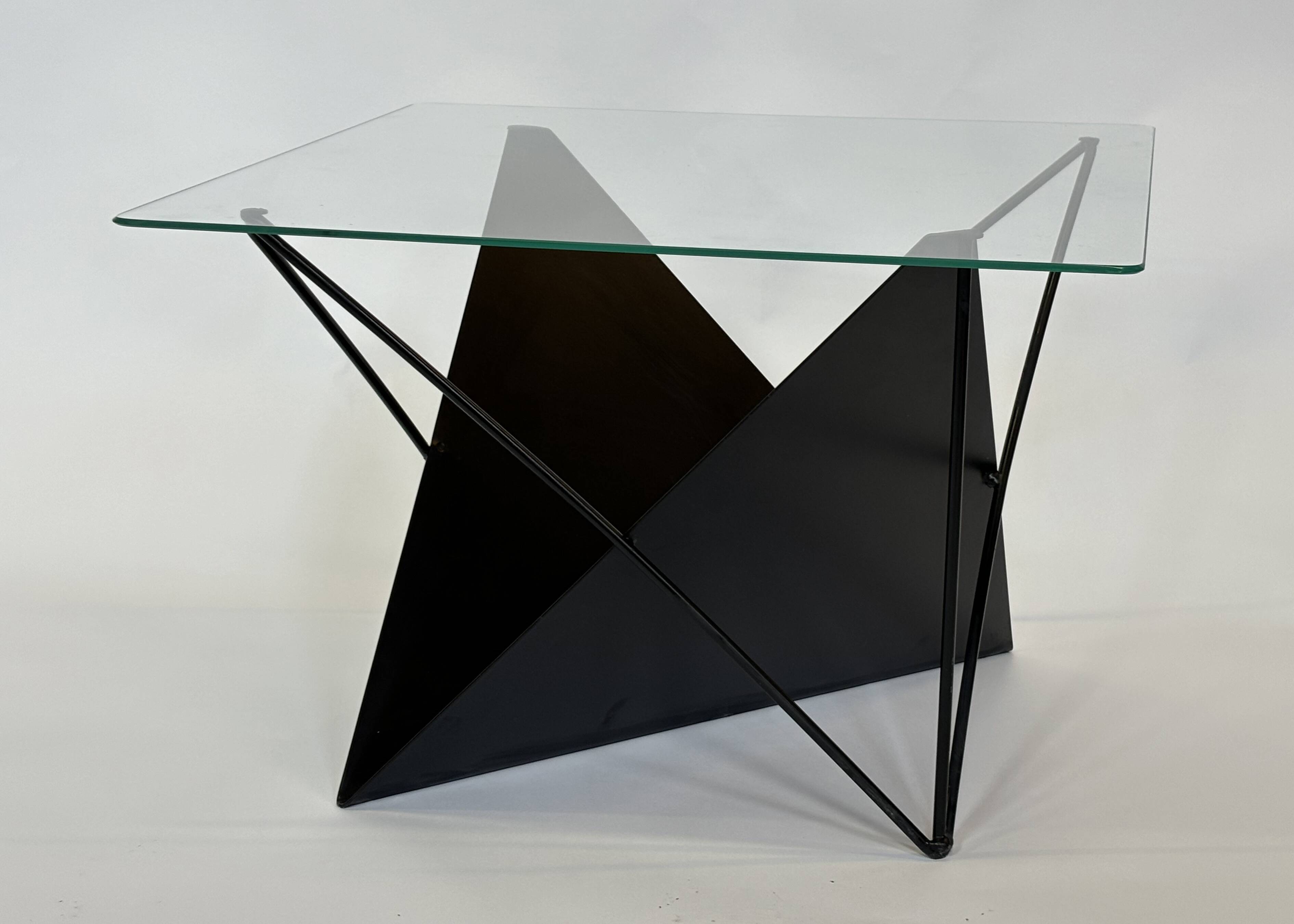 Vintage coffee table steel wire  eclectic 80s design