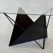 Table basse vintage en fil d'acier design éclectique des années 80