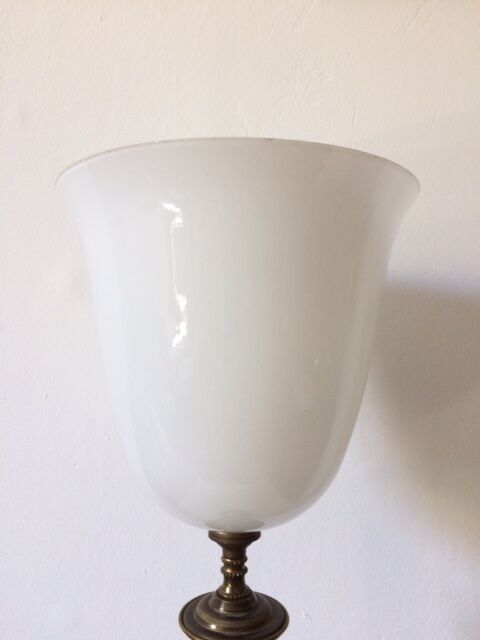 Neo-classical bronze lamp, opaline vasque, 1950