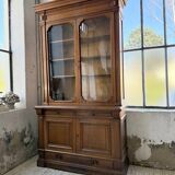 Old XL Napoleonic oak glass bookcase, 19th century