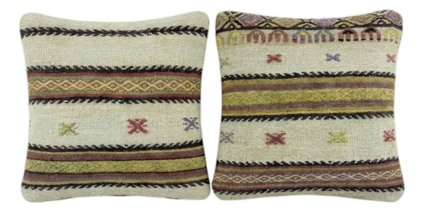Set of 2 vintage kilim cushion covers 41x41 cm