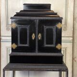 Cabinet in ebony and blackened wood, bone marquetry, 19th century