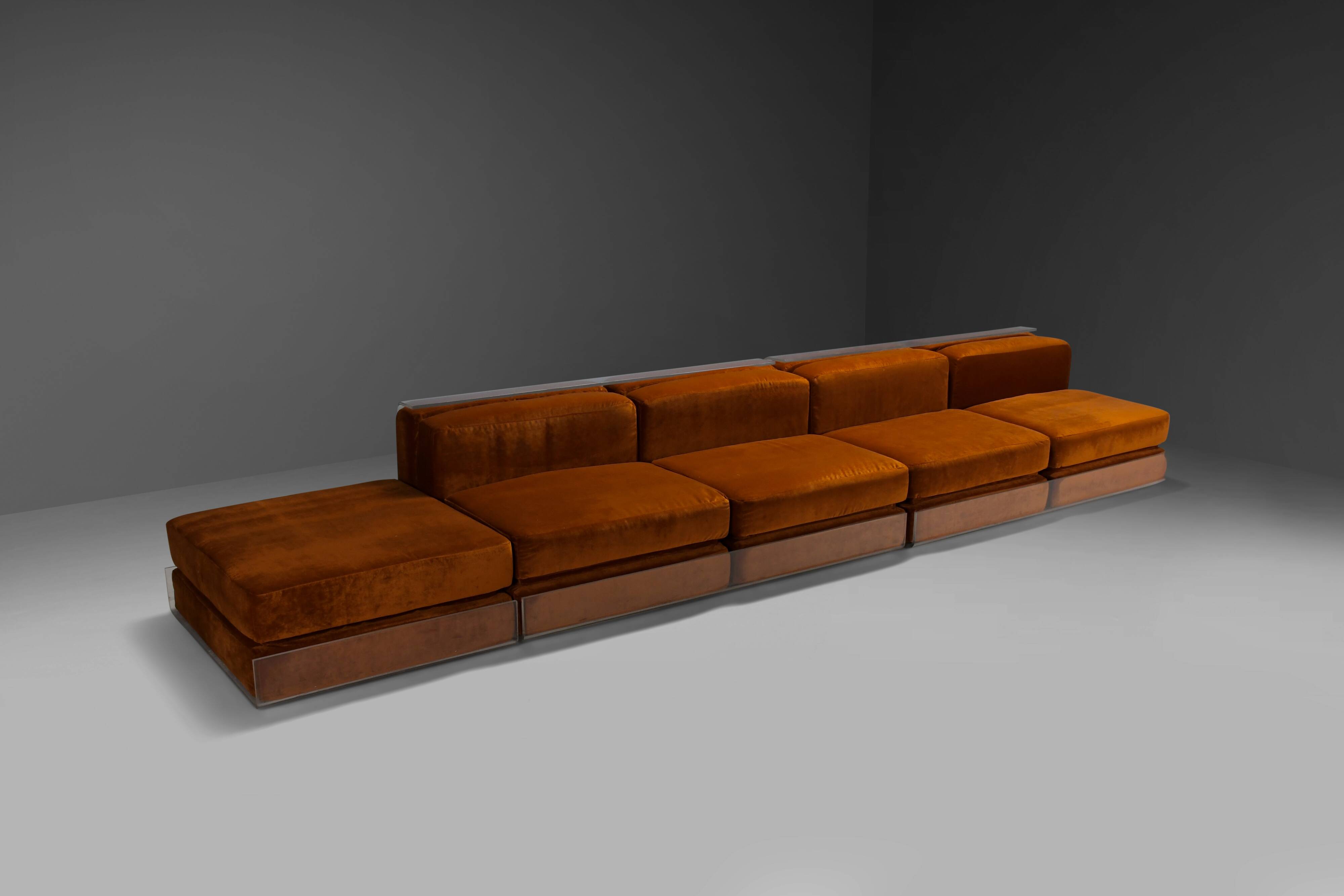 Rare modular Lucite canapé by Roberto Monsani for Acerbis, Italy 1975