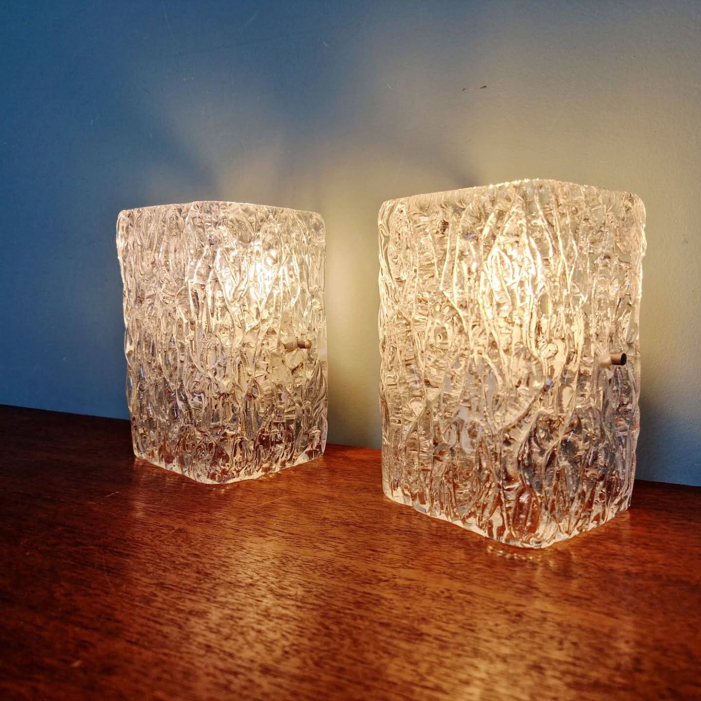 Pair of frosted glass wall sconces, J.T. Kalmar, 1960-70
