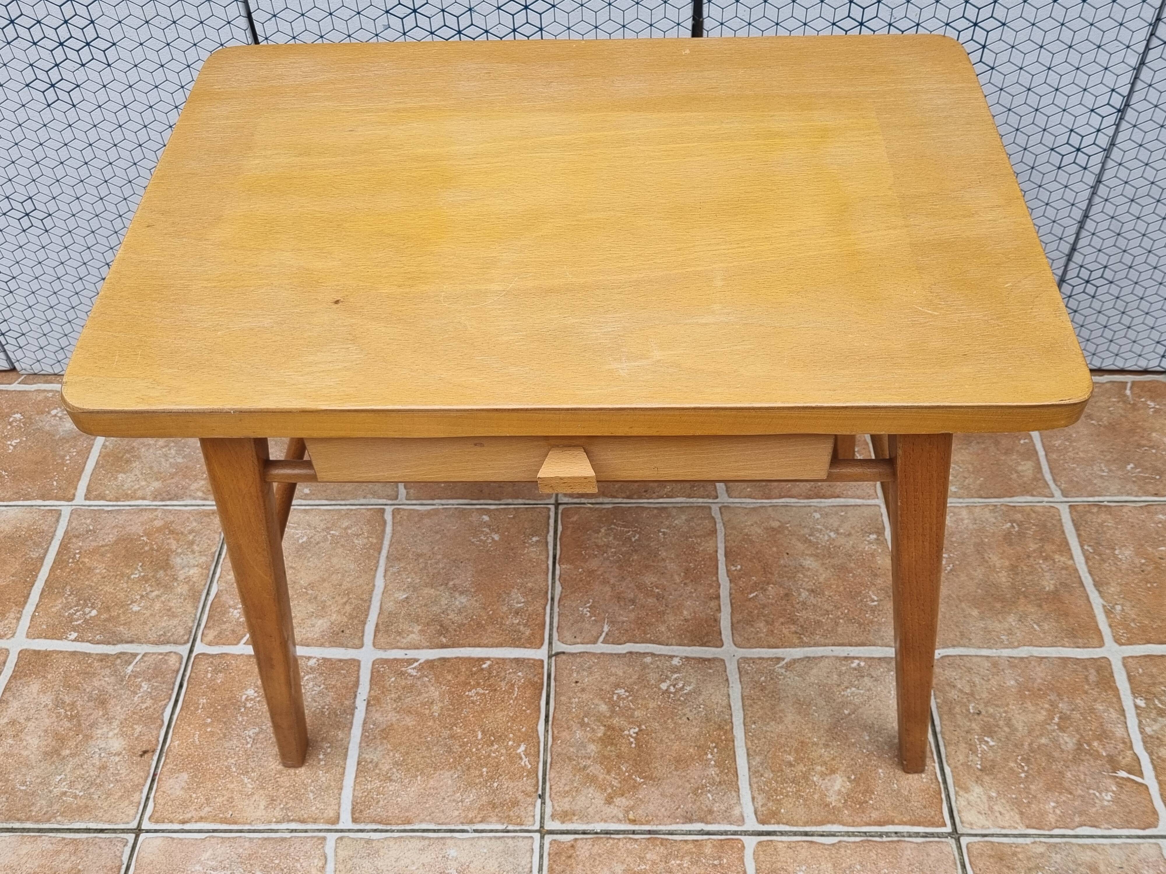 Vintage light wood school desk – Baumann model, 1950s-1960s