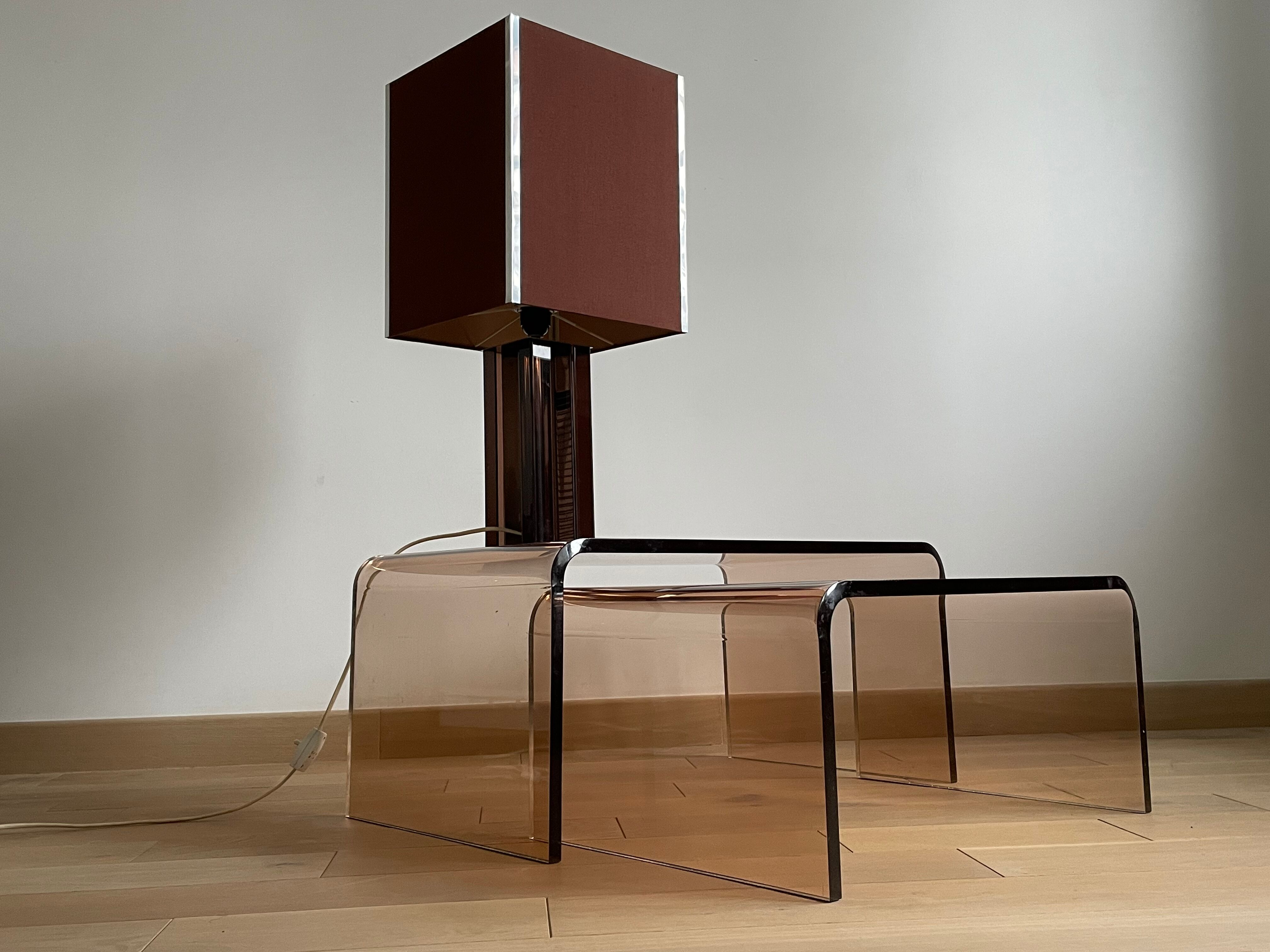 2 altuglas smoked nesting coffee table, 1970s