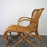Canapé 2 places vintage en rotin Belse 8, design hollandais, 1950