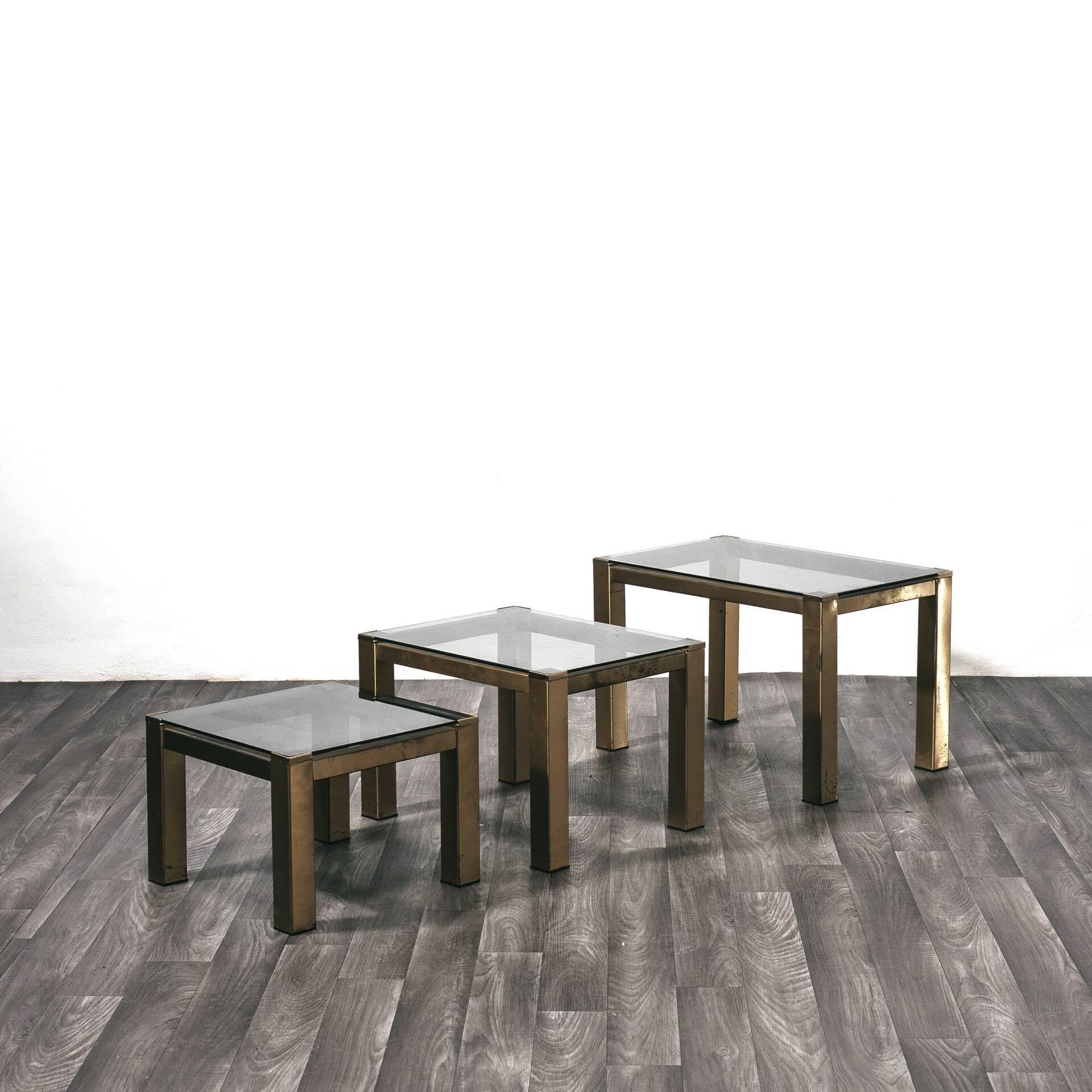 Tris tavoli Bassi Da Caffè ottone Hollywood Regency 1970 Design Modern