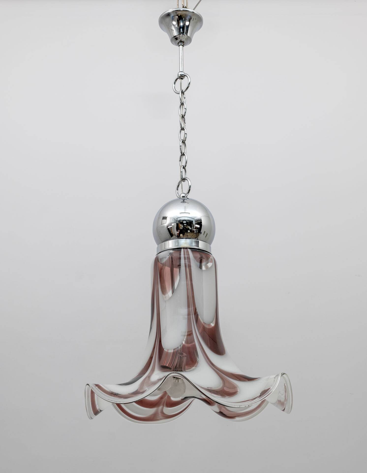 AVMazzega Mid-Century Modern Italian Murano Glass and Steel Pendant, 1970s