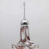 AVMazzega Mid-Century Modern Italian Murano Glass and Steel Pendant, 1970s