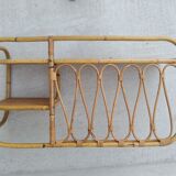 Vintage rattan wall shelf 60s
