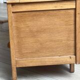 Coffre en bois et rotin