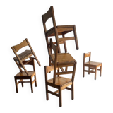 Set of 6 vintage pine dining chairs by Ilmari Tapiovaara — honey-brown solid wood, 1960s