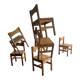 Set of 6 vintage pine dining chairs by Ilmari Tapiovaara — honey-brown solid wood, 1960s