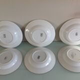 Suite of six hollow plates décor baskets of roses by Digoin Sarreguemines vintage 50s-60s
