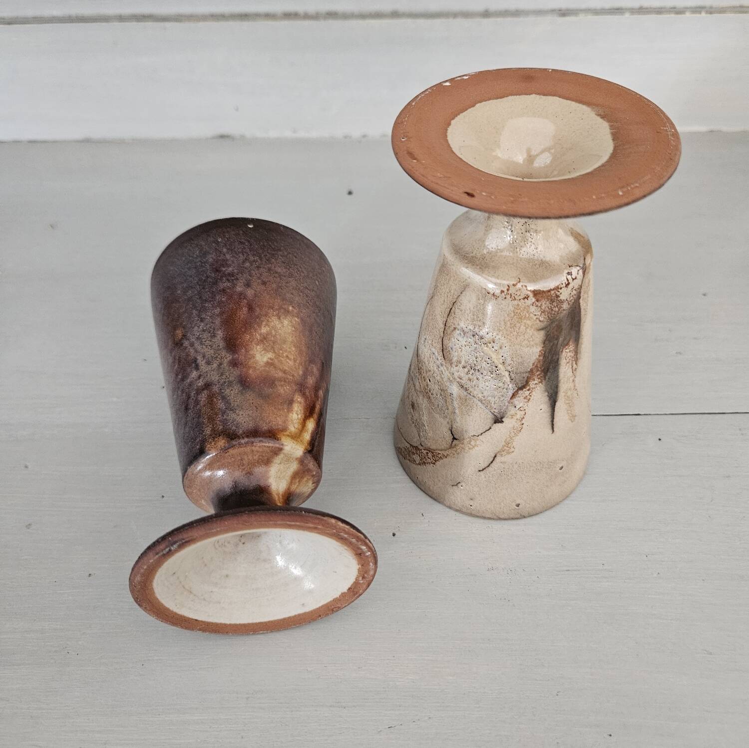 Pair of glazed stoneware mazagrans - Vintage, 1970s