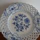 Old openwork Meissen earthenware plate decorated with blue onions 19th century