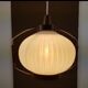 Vintage hanging in opaline and wood 60s