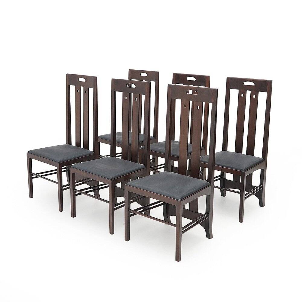 Ingram chairs by Charles Rennie Mackintosh for Cassina, 1980s, set of 6.