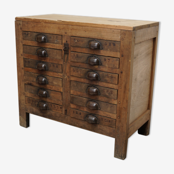 French pine rustic apothecary workshop cabinet, circa 1950s
