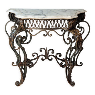 Wrought iron console Louis XV style