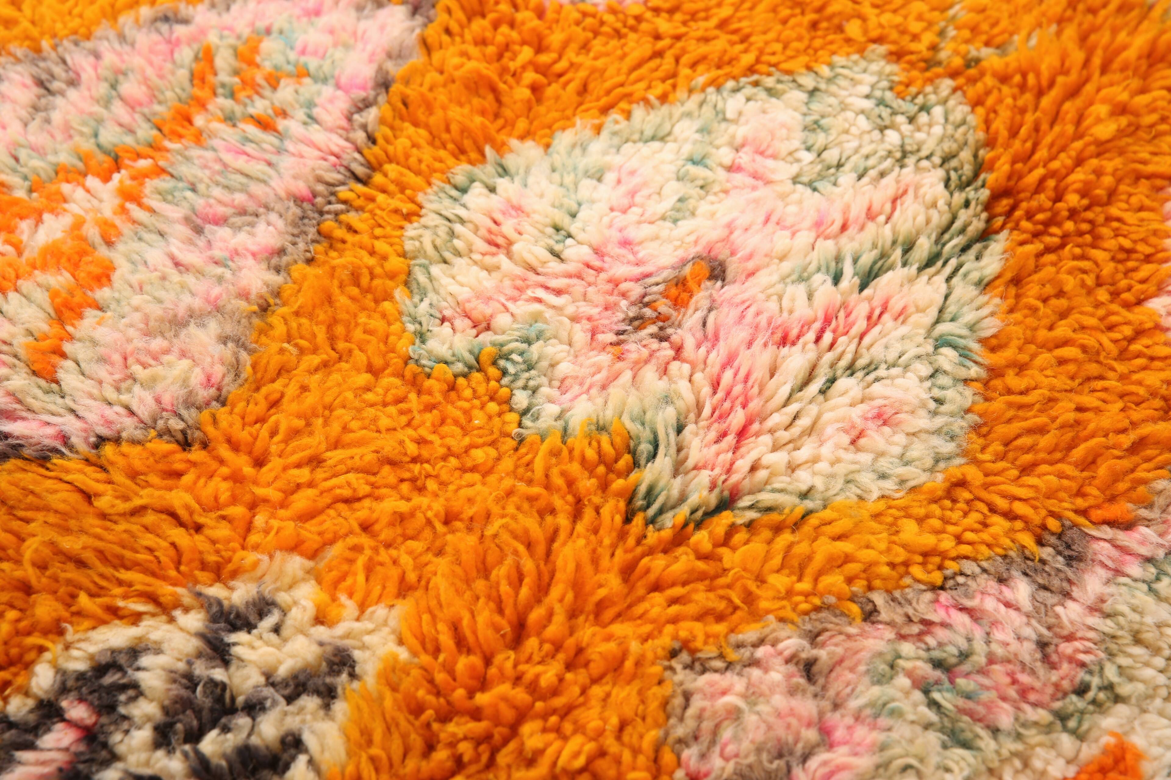 Tapis marocain vintage orange 153 x 228 cm - Authentique tapis berbère fait main