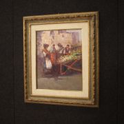 Italian painting popular scene with characters from 20th century