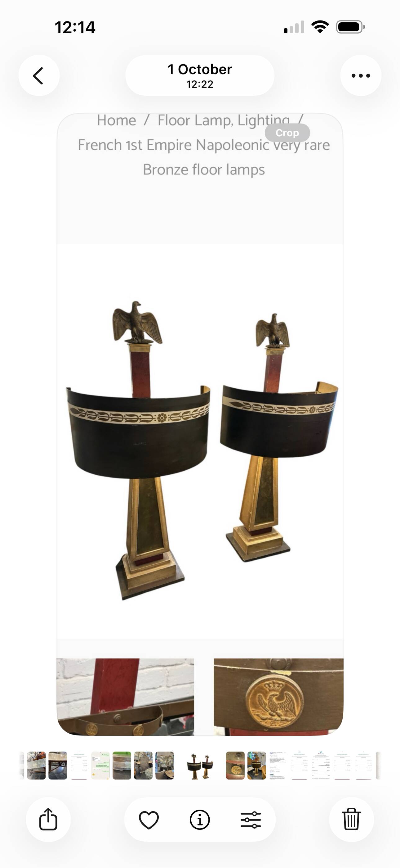 French 1805 Original First Empire pair of “ Napoleonic  Bronze floor lamps