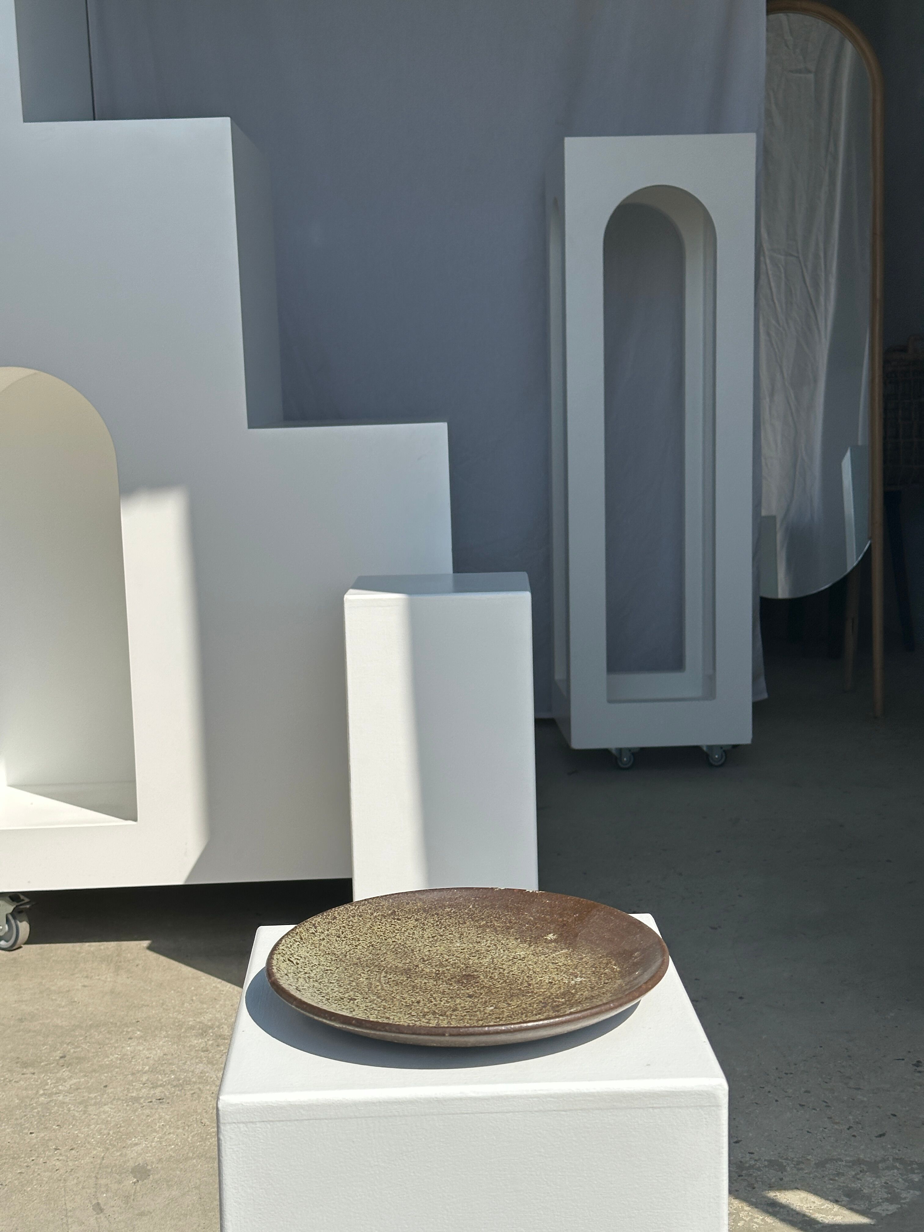 Indonesian green ceramic dish D:26.5