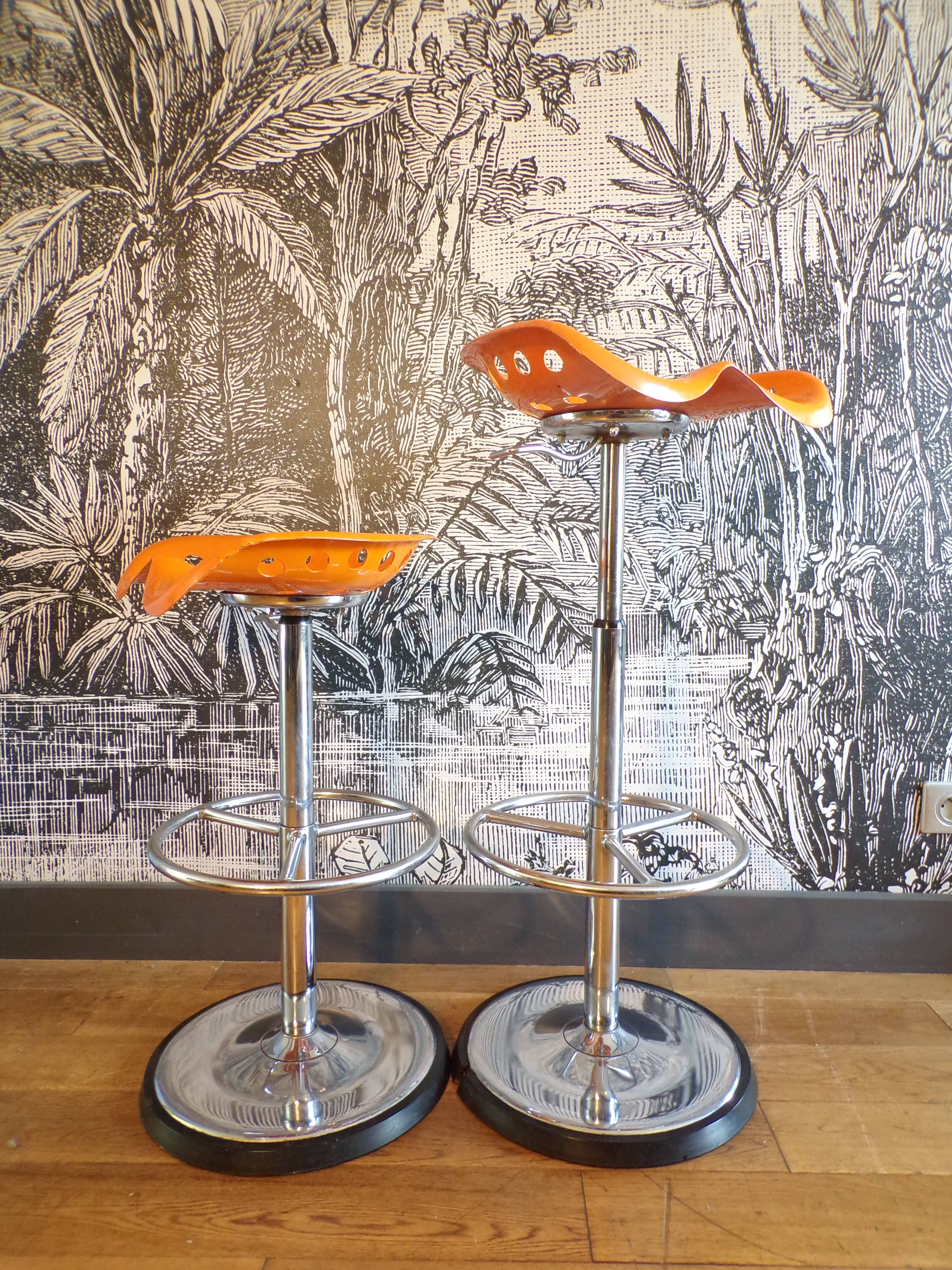 Pair of Mirima orange stools 1970s
