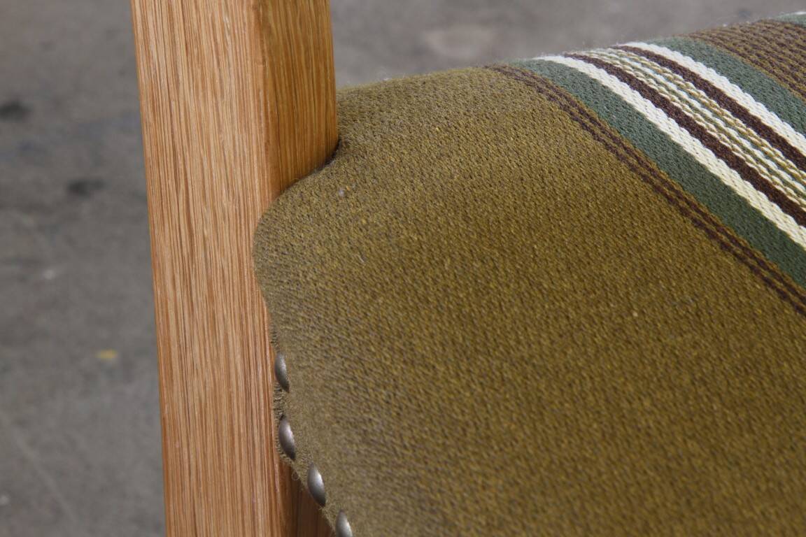 Vintage 1960s, brutalist Danish modern oak dining chairs by Henning Kjærnulf